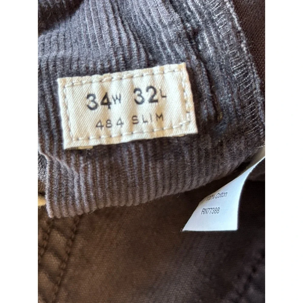J.Crew 484 Corduroy Jeans Mens 34x32 Gray Slim‎ Medium Wash Pants